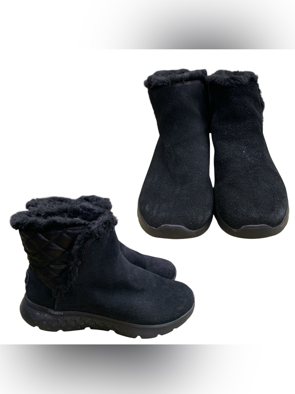 Skechers Black Fleece-Lined Ankle Boots S9